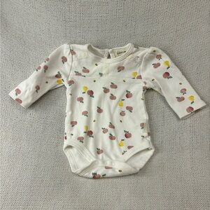 Rabbit +Bear Organic Long Sleeve Bodysuit, Apple Pear Fruit Print
